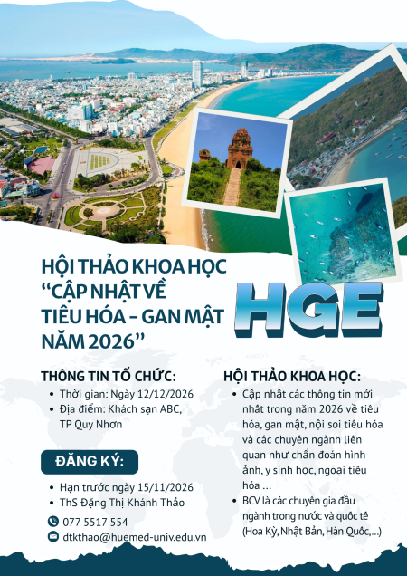 THÔNG BÁO SỐ 1 HỘI THẢO KHOA HỌC “CẬP NHẬT VỀ TIÊU HÓA - GAN MẬT NĂM 2026” BEST OF HEPATOGASTROENTEROLOGY 2026